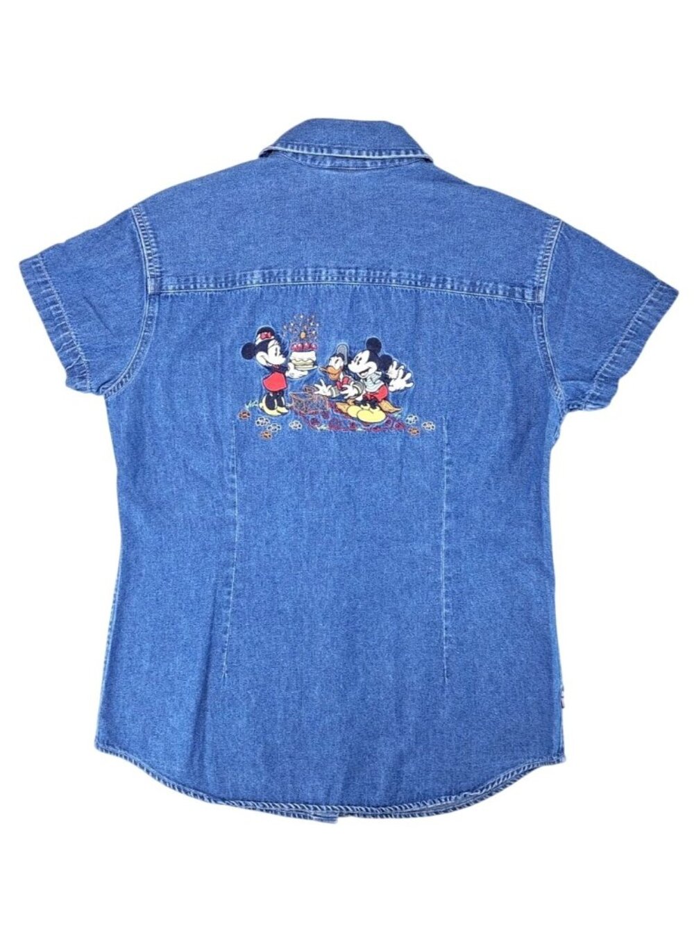 Vintage Disney Store Mickey Mouse Embroidered Denim Button-Up Shirt Size Small - Picture 2 of 11
